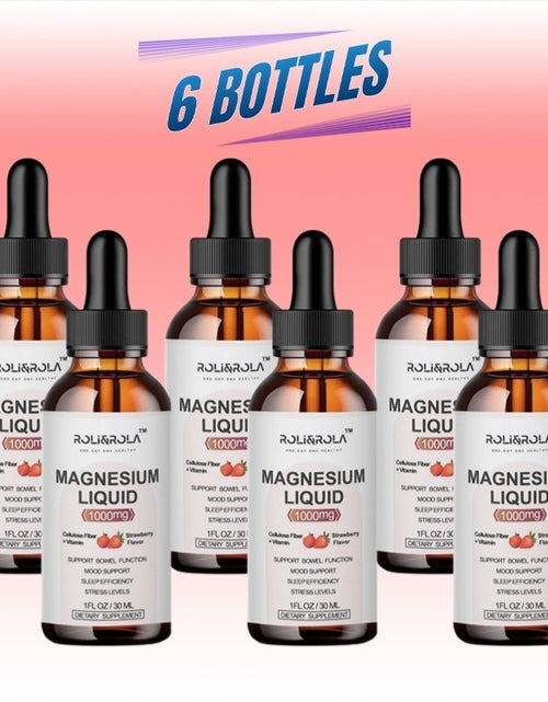 Load image into Gallery viewer, Magnesium Glycinate Liquid Drops - ROLI&amp;ROLA With Cellulose Fiber, Vitamins B6, C, D, Zinc At Night, Digestive Health, Strawberry Flavour 30mlX2 Packets
