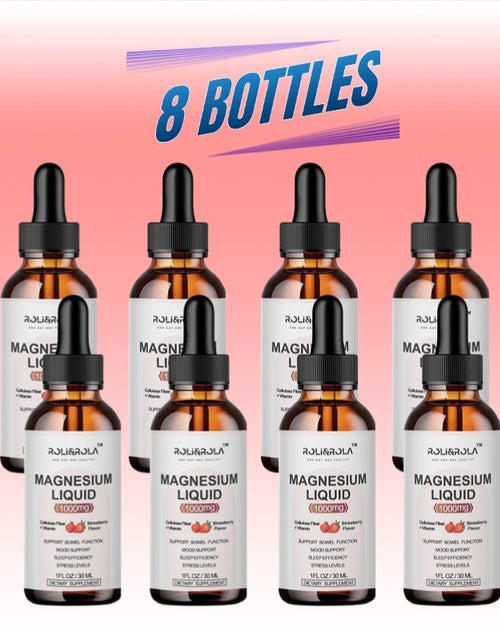 Load image into Gallery viewer, Magnesium Glycinate Liquid Drops - ROLI&amp;ROLA With Cellulose Fiber, Vitamins B6, C, D, Zinc At Night, Digestive Health, Strawberry Flavour 30mlX2 Packets
