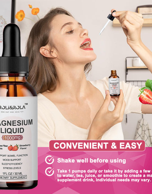 Load image into Gallery viewer, Magnesium Glycinate Liquid Drops - ROLI&amp;ROLA With Cellulose Fiber, Vitamins B6, C, D, Zinc At Night, Digestive Health, Strawberry Flavour 30mlX2 Packets
