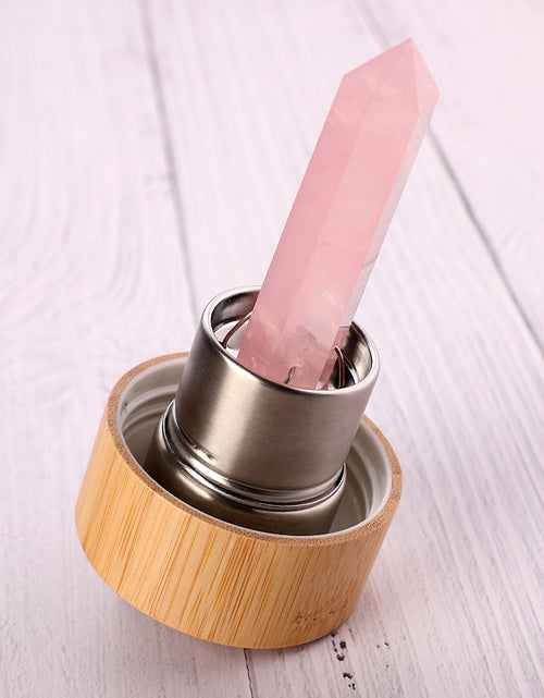 Load image into Gallery viewer, Crystal Infused Elixir Glass &amp; Bamboo Water Bottle
