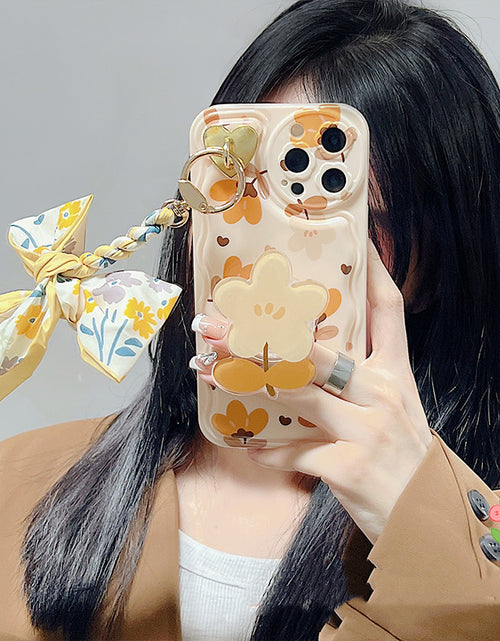 Load image into Gallery viewer, Autumn Leaves And Flowers With Bow Silk Scarf Phone Cases
