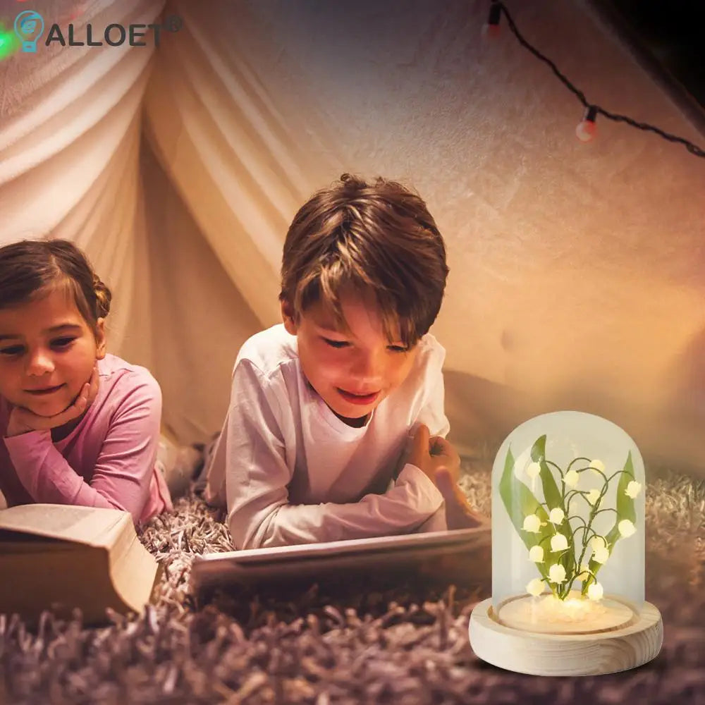 Lily of the Valley Bedside Sleep Light Battery Powered Flower Atmosphere Light Unfinished Ornament Home Decor for Valentines Day
