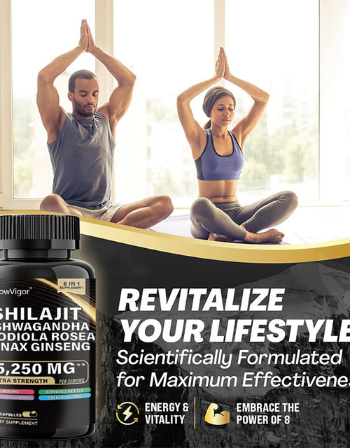 Load image into Gallery viewer, GlowVigor Shilajit 9000 Panax Ginseng 1500MG Ashwagandha 2000MG Rhodiola Rosea 999MG, Turmeric 500MG, Gingko Biloba 500MG, Stinging Nettle 250MG
