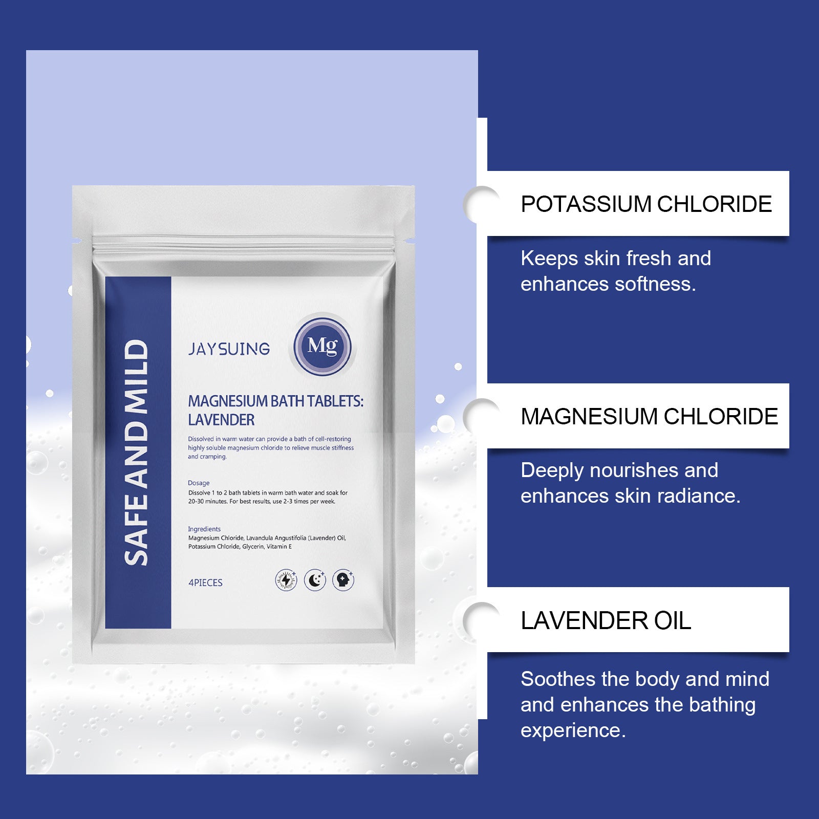 Lavender Magnesium Bath Sheet Nourishing Moisturizing Cleaning