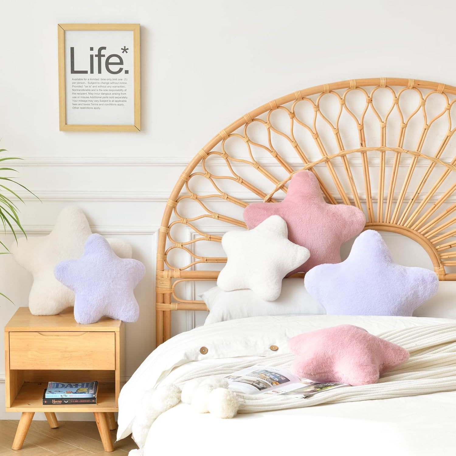 Star Pillow, Decorative Throw Pillows For Bed Couch, 15in Star Shaped Pillow Plush Floor Cushions Room Decor Pillow With Soft Faux Rabbit Fur For Sofa Bedroom Living Room