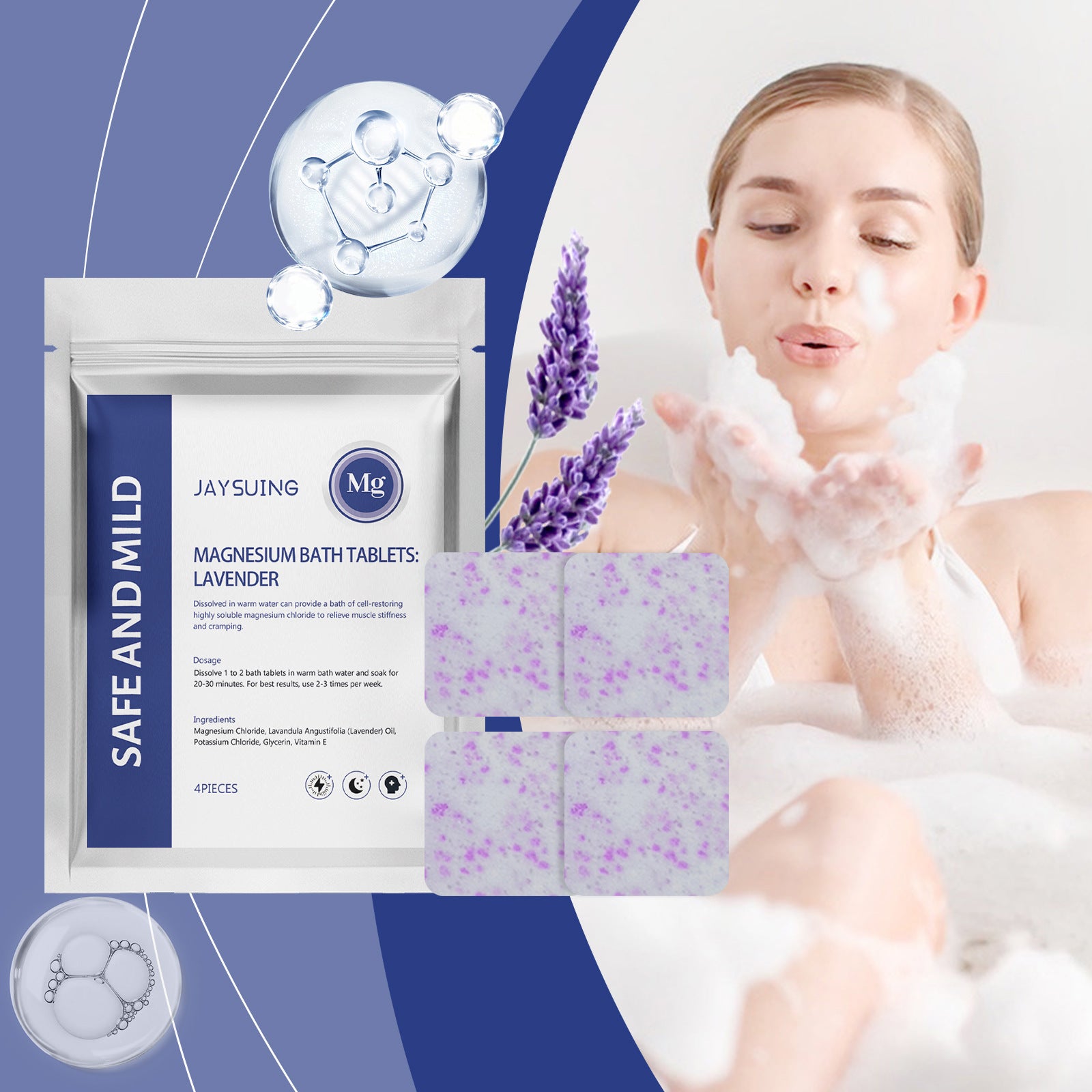 Lavender Magnesium Bath Sheet Nourishing Moisturizing Cleaning