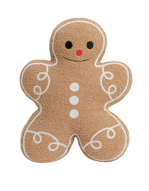 Load image into Gallery viewer, Gingerbread Man Merry Christmas Throw Pillow, Plush Teddy Xmas Gingerbread Shaped Pillows Christmas Decorative Pillow For Couch Living Room Bed, Beige,13 X 17 Inches
