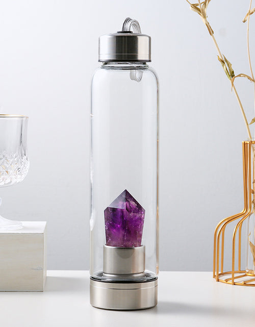 Load image into Gallery viewer, Natural Crystal Column Energy Glass Water Bottle
